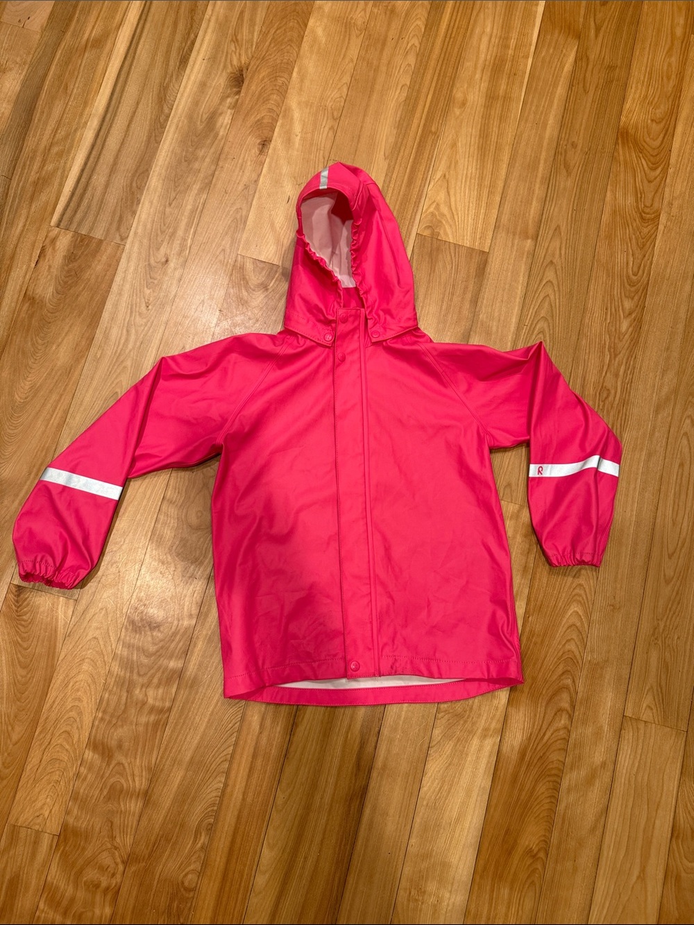 Children's Hooded Raincoat in Hot Pink with Reflective Stripes